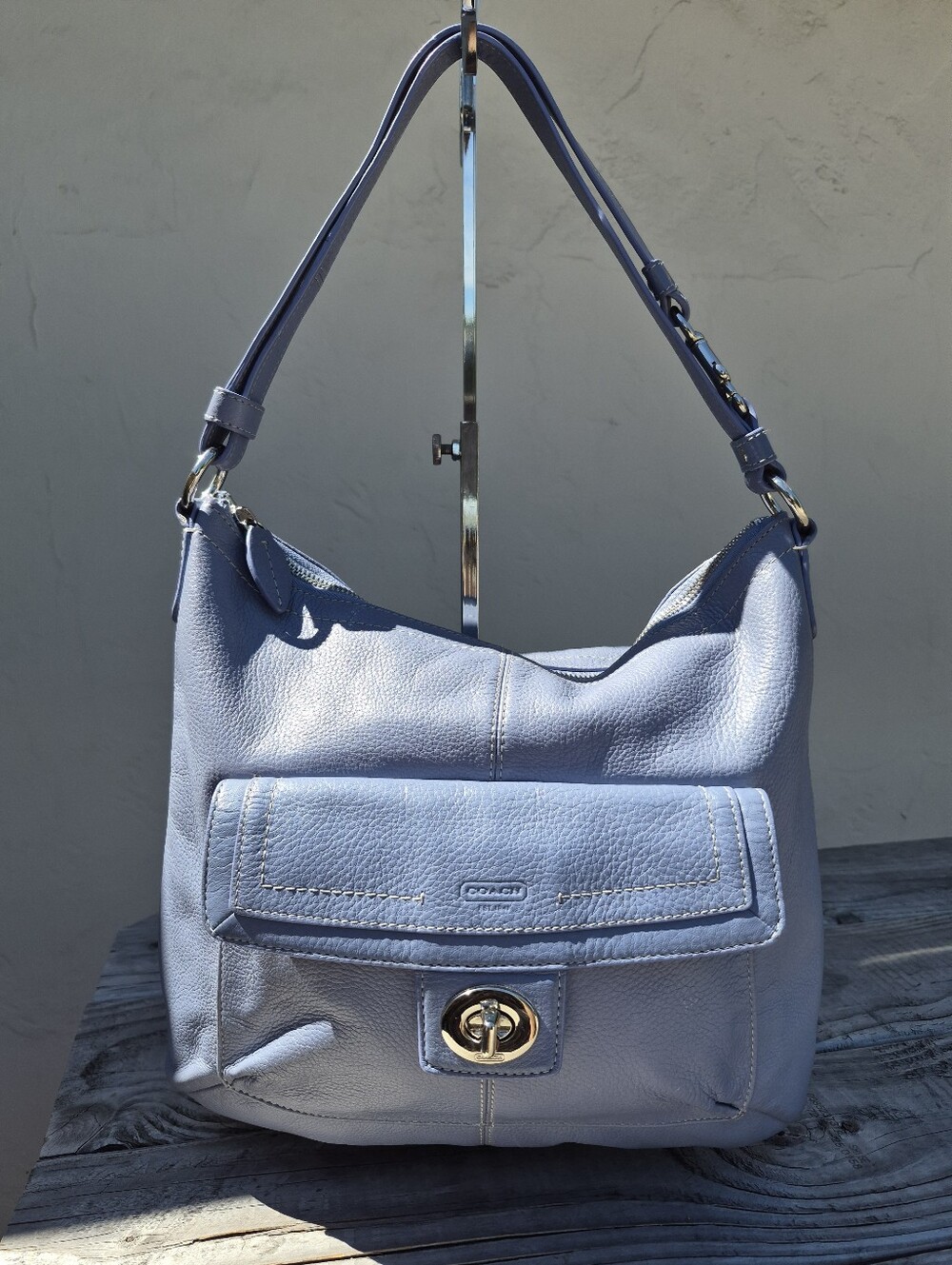 Coach Penelope Cornflower Blue Pebbled Leather Hobo Shoulder Bag - Picture 2 of 12